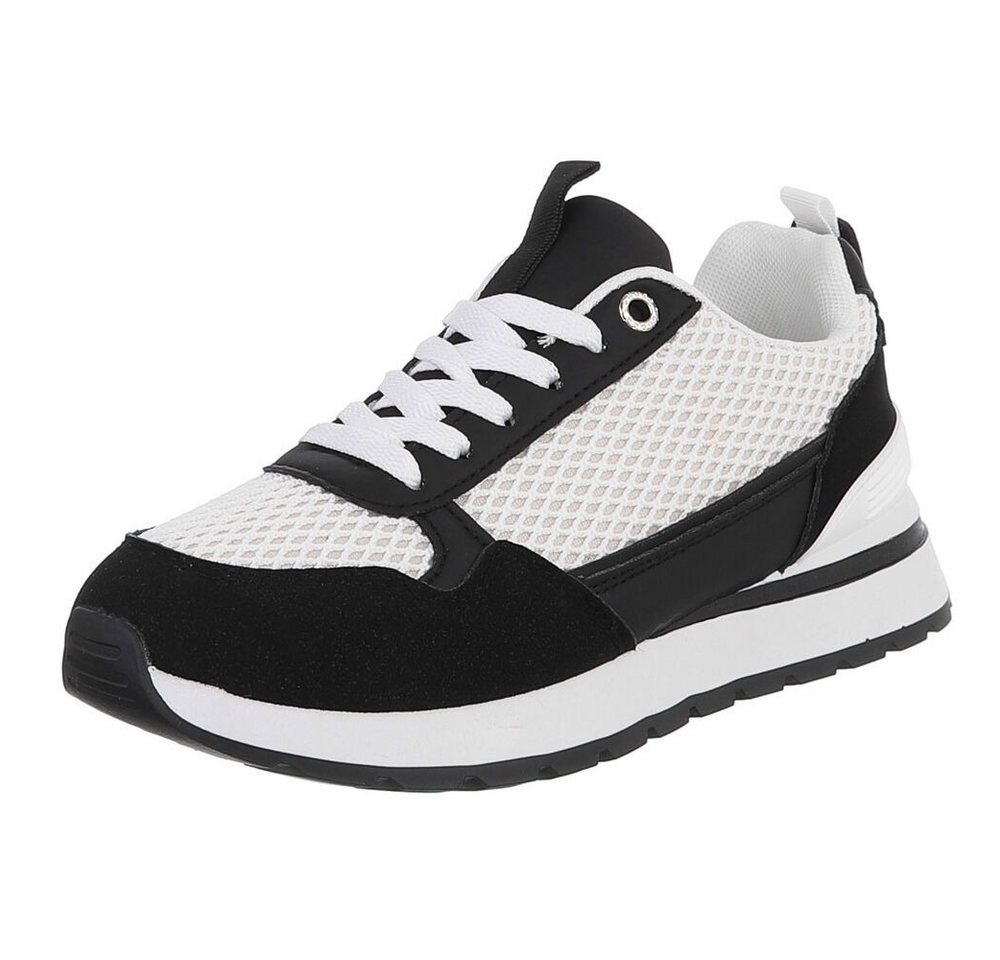 Ital-Design Vielseitige Sneakers für Damen mit atmungsaktivem Mesh-Design Sneaker (91116897) Flach Sneakers Low in Schwarz