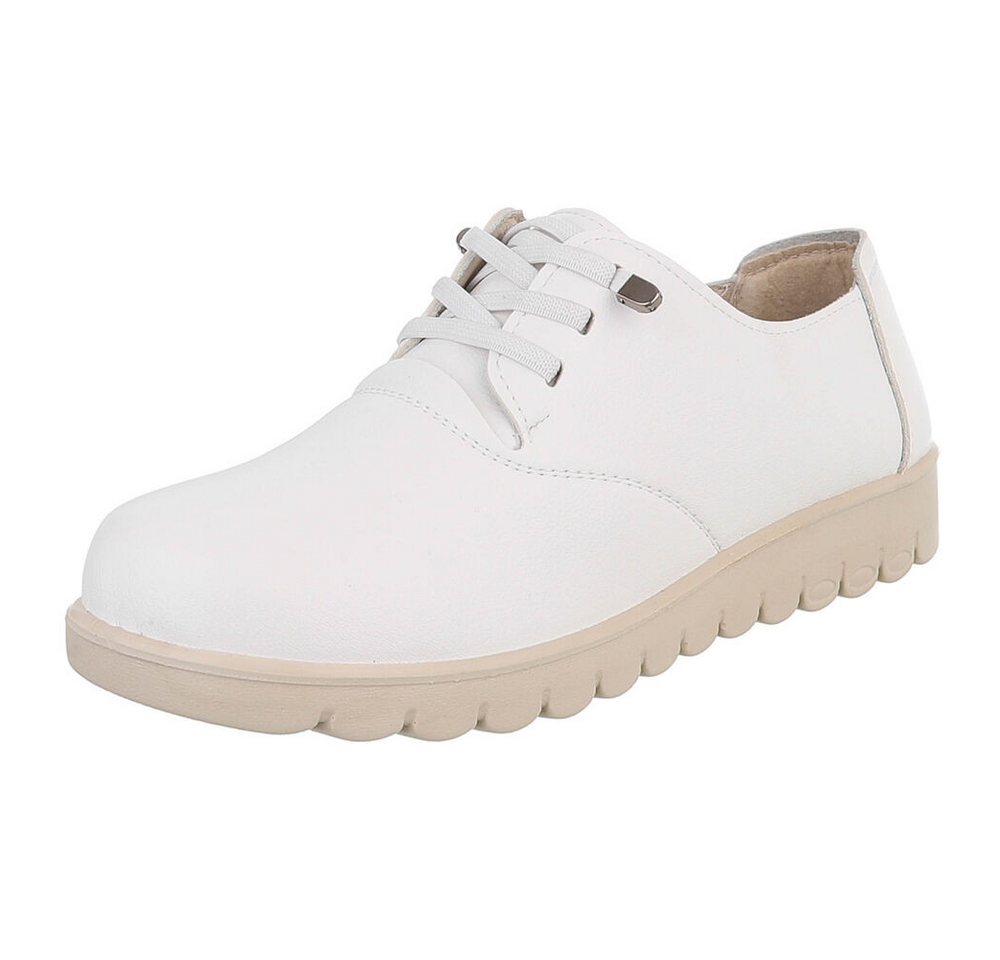 Ital-Design Vielseitiger Freizeitschuh mit hohem Tragekomfort für Damen Schnürschuh (91554590) Flach Schnürer in Weiß