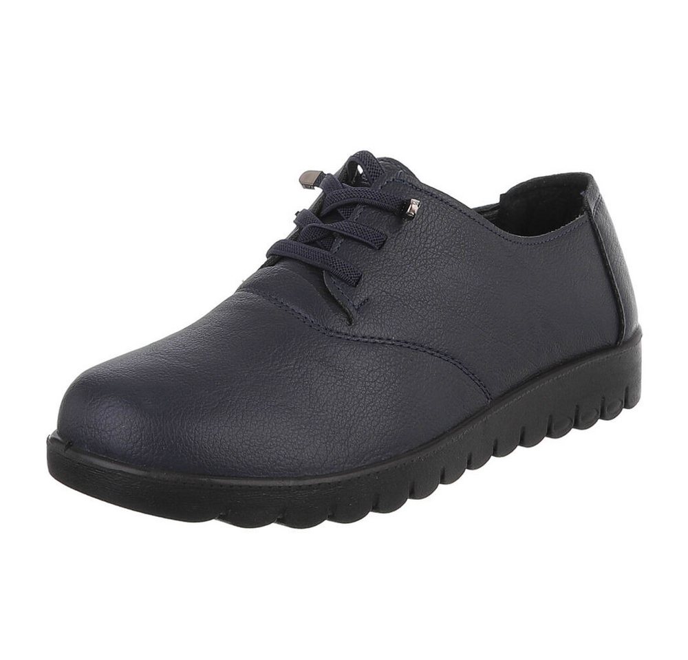 Ital-Design Vielseitiger Freizeitschuh mit hohem Tragekomfort für Damen Schnürschuh (91554607) Flach Schnürer in Dunkelblau