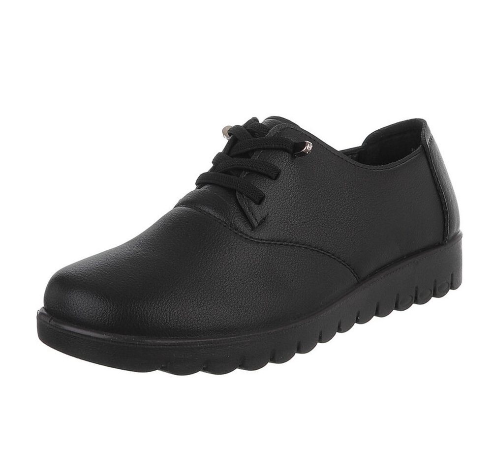 Ital-Design Vielseitiger Freizeitschuh mit hohem Tragekomfort für Damen Schnürschuh (91554608) Flach Schnürer in Schwarz