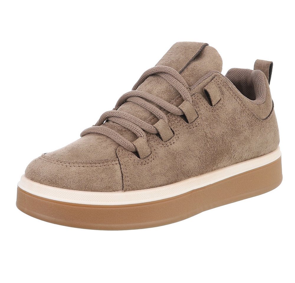 Ital-Design Vielseitiger Sneaker für Damen mit gepolsterter Innensohle Sneaker (90457893) Flach Sneakers Low in Hellbraun