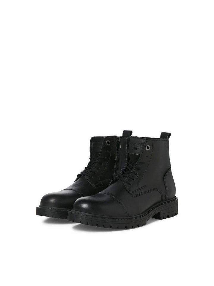 jack & jones Herren Schuhe Leder-Stiefel - JfwTremor Biker-Boots Schnürstiefelette (schwarz)
