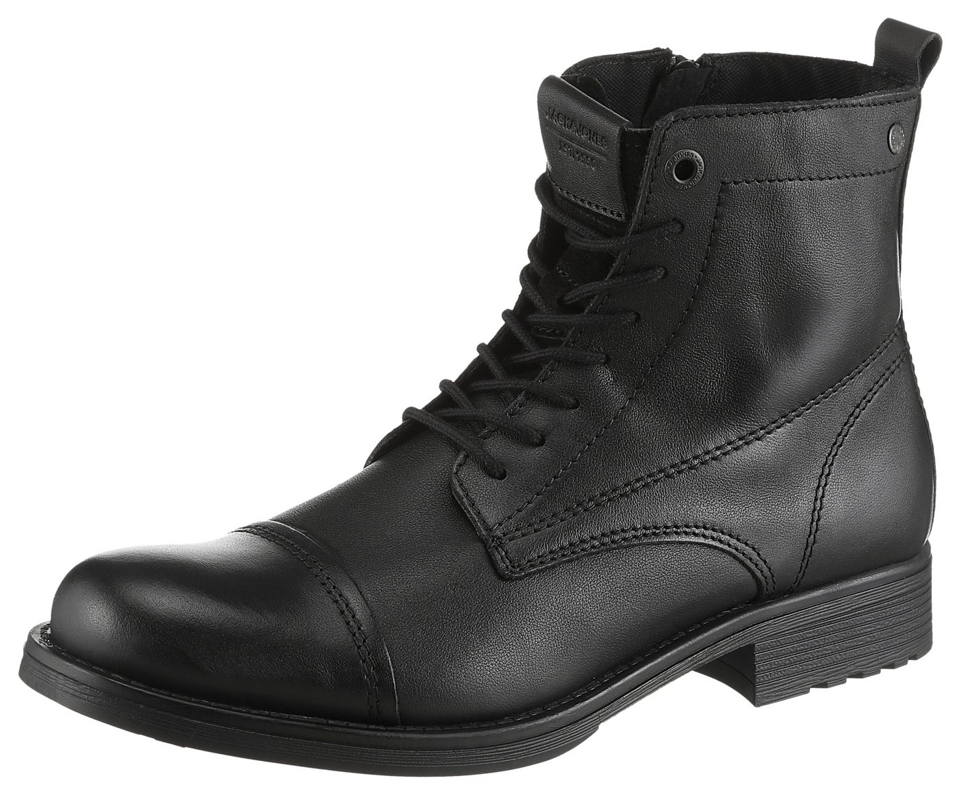 jack & jones JFWSHAUN Schnürboots mit Innenreißverschluss (schwarz)