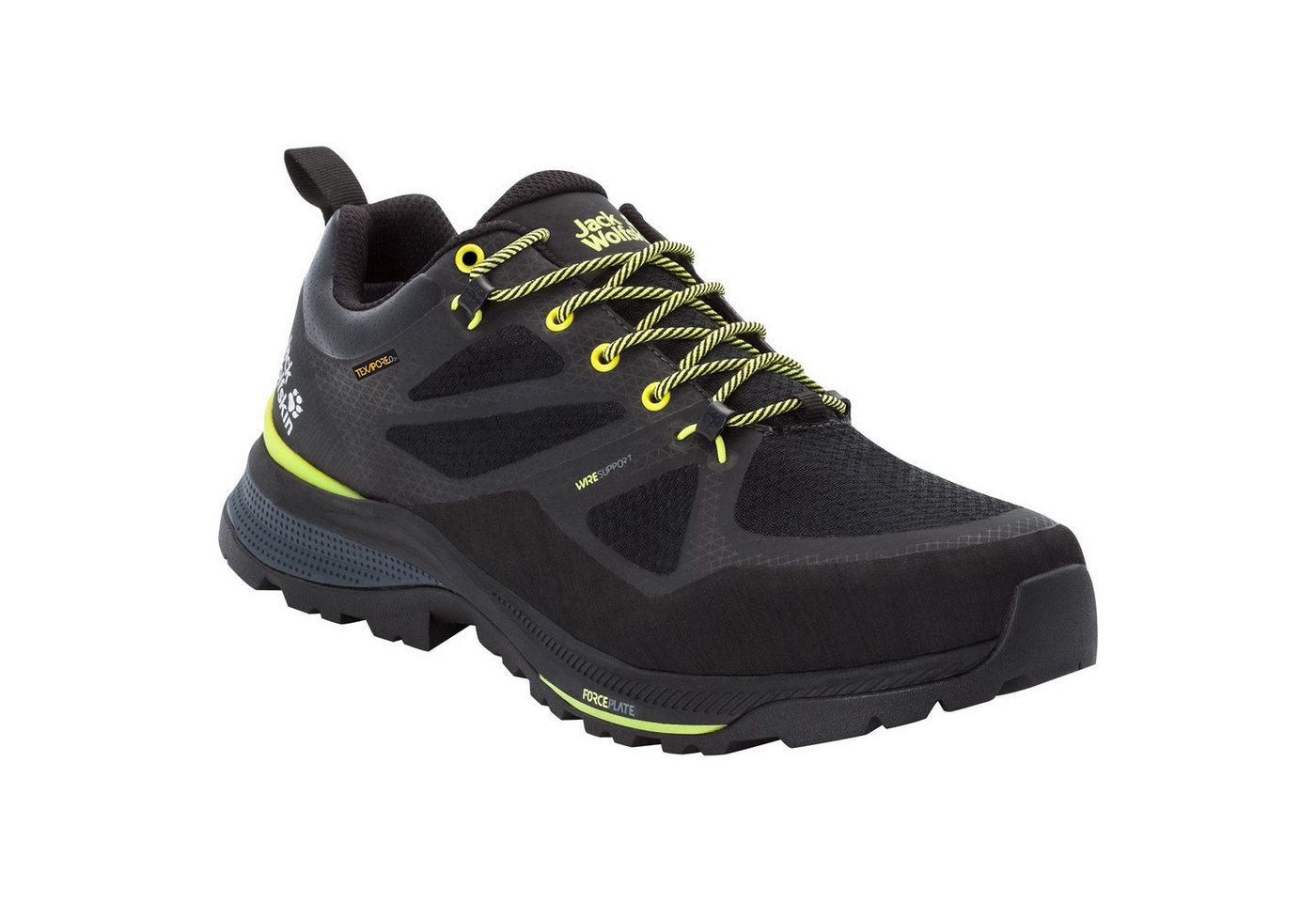 Jack Wolfskin Force Striker Texapore Low wasserdicht schwarz/lime Herren Wanderschuh