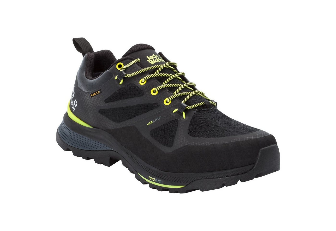 Jack Wolfskin Force Striker Texapore Low wasserdicht schwarz/lime Herren Wanderschuh
