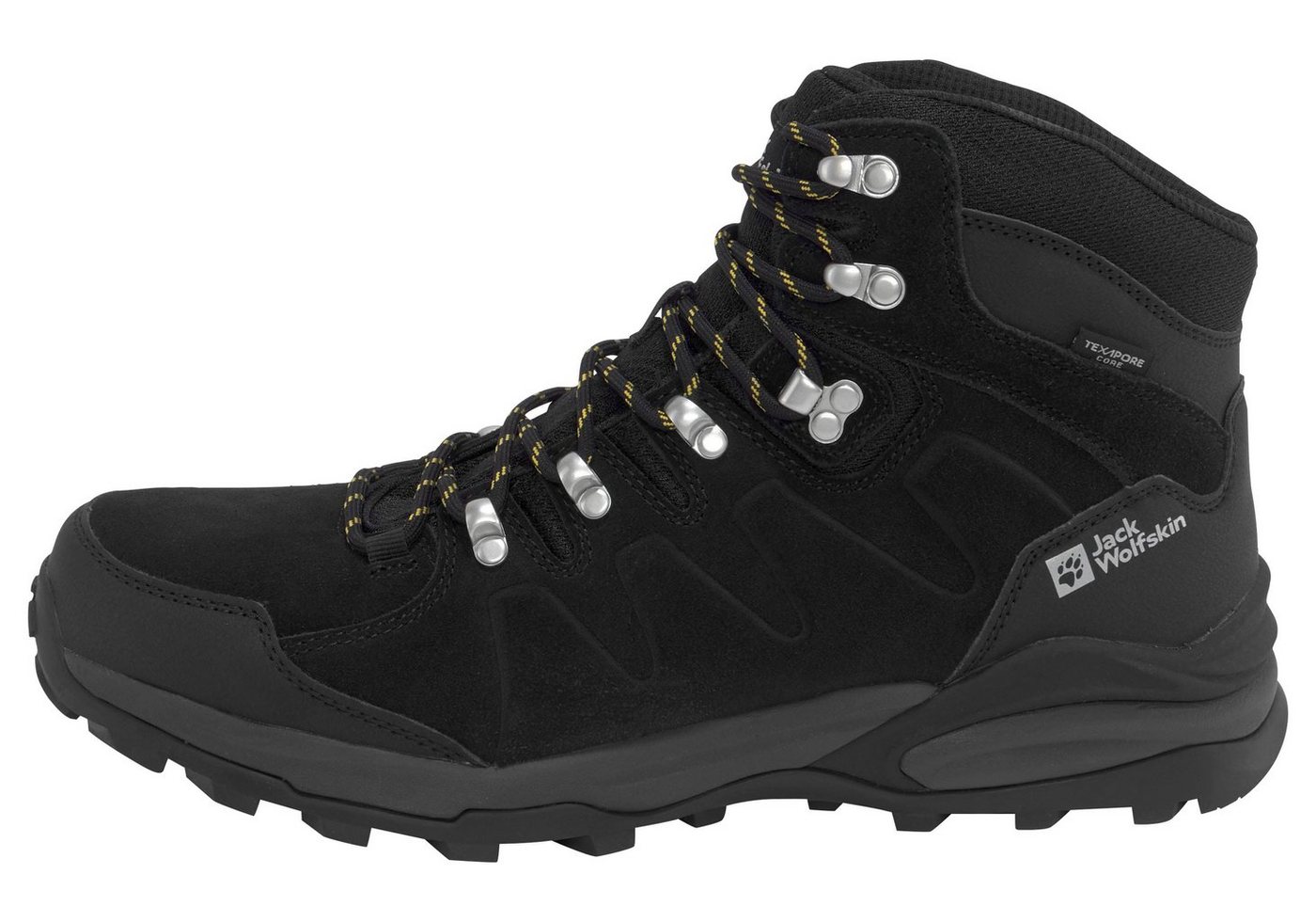 Jack Wolfskin REFUGIO TEXAPORE MID M Wanderschuh Wasserdicht, Trekkingschuh (schwarz)