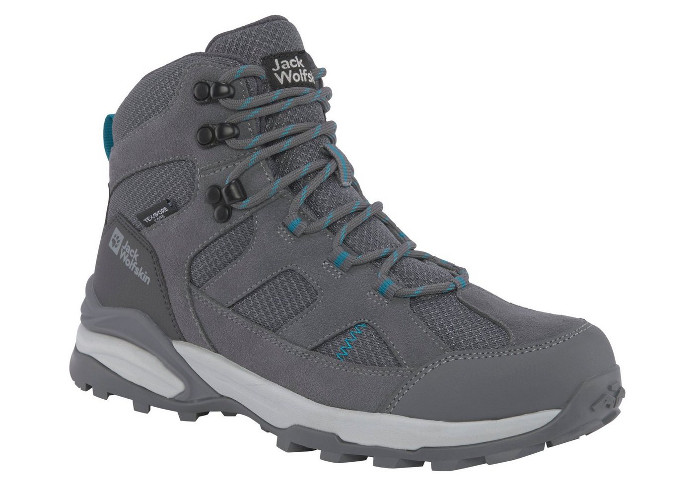 Jack Wolfskin TRAIL HIKER TEXAPORE MID W Wanderschuh wasserdicht, Trekkingschuh (blau/grau)