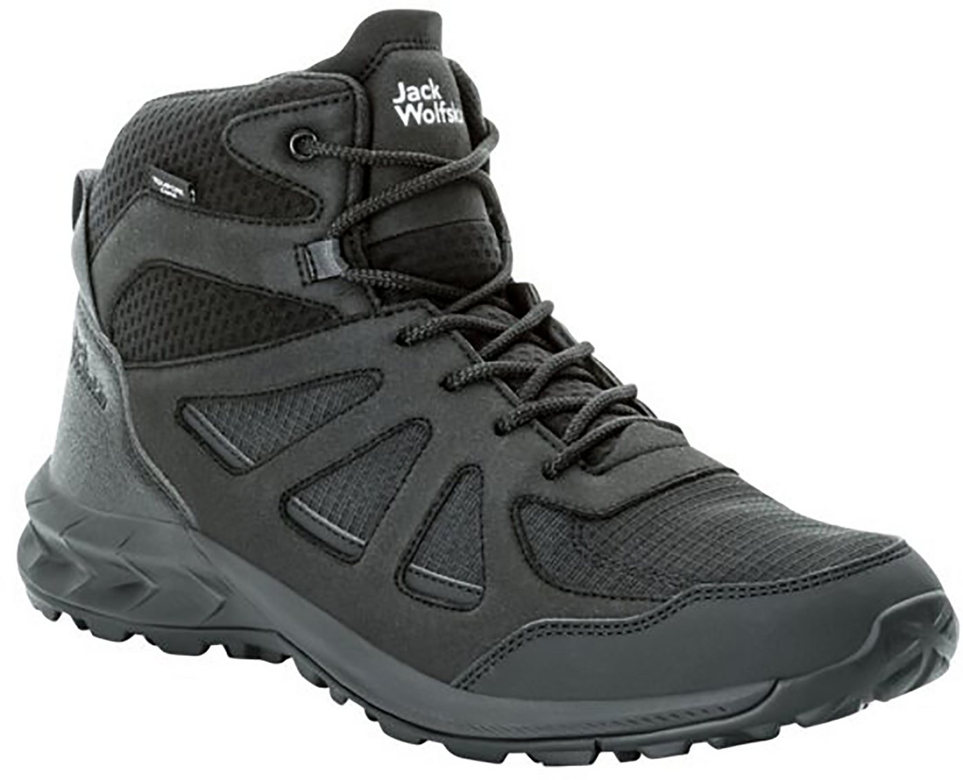 Jack Wolfskin WOODLAND 2 TEXAPORE MID M Wanderschuh wasserdicht, Trekkingschuh (schwarz)