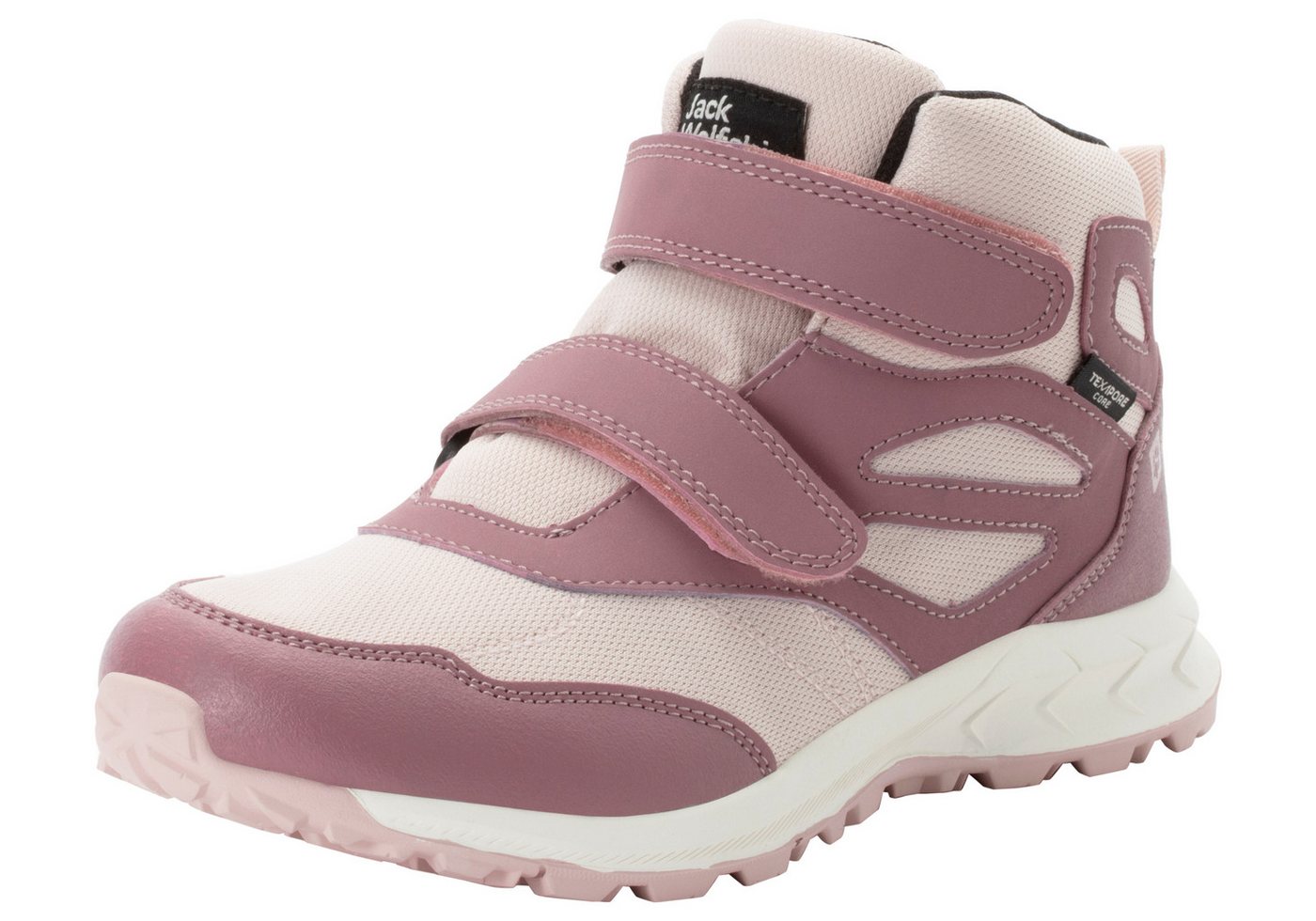 Jack Wolfskin WOODLAND TEXAPORE MID VC K Wanderschuh wasserdicht mit Klettverschluss, Trekkingschuh