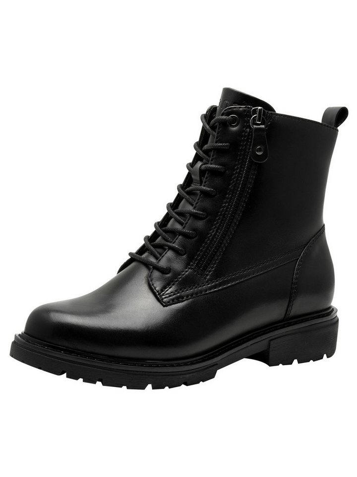 Jana Mehrweite aus Leder Blockabsatz 8-25701-45 Schnürstiefelette