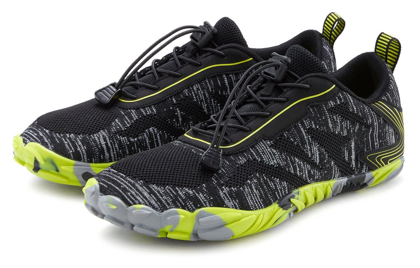 John Devin Freizeitschuh, Halbschuh, Turnschuh Sneaker mit elastischen Bändern für schnelles Reinschlüpfen, Unisex VEGAN (gelb/schwarz)