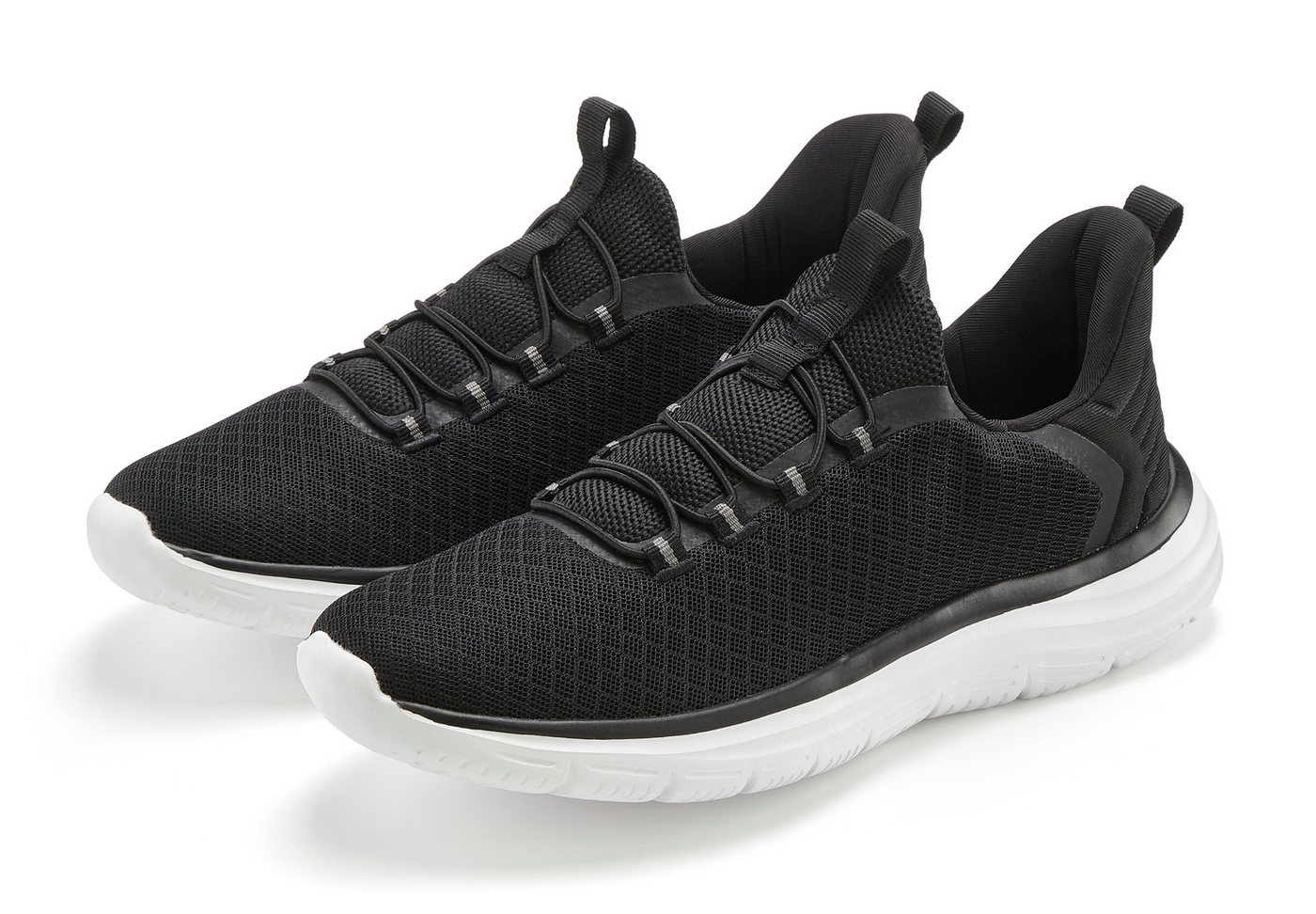 John Devin Halbschuhe, Freizeitschuhe Sneaker mit elastischen Bändern für schnelles Reinschlüpfen, Unisex VEGAN (schwarz)