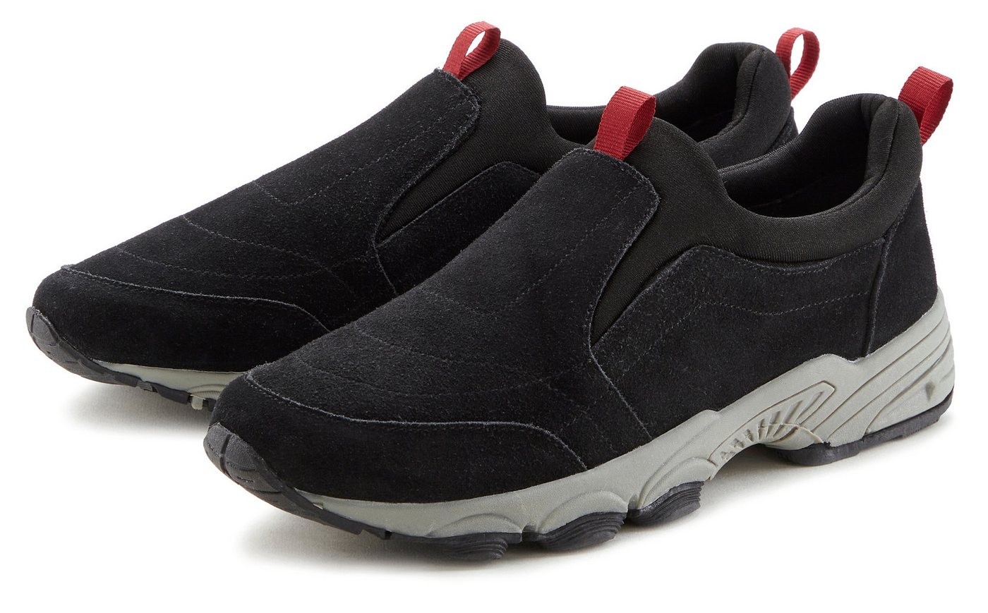 John Devin Lederschuh Sneaker Slipper, Halbschuhe, Freizeitschuhe aus Leder (schwarz)