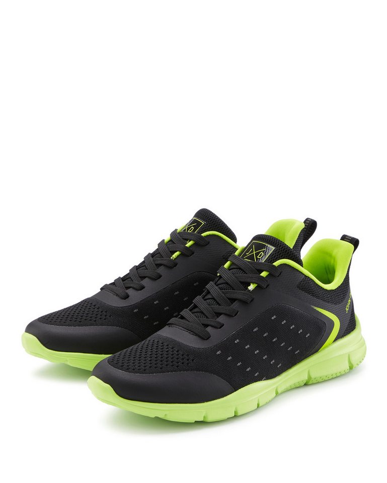 John Devin Schnürschuh, Freizeitschuhe, Schnürhalbschuhe, Halbschuh, Turnschuh Sneaker im sportiven Look mit farbiger Sohle VEGAN (gelb/schwarz)