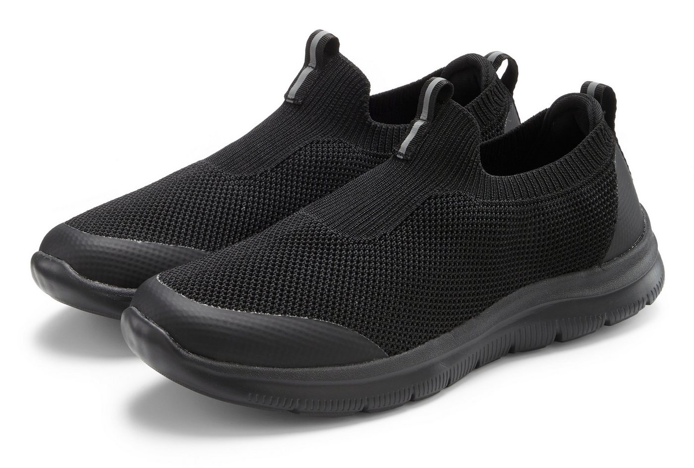 John Devin Slipper, Freizeitschuh, Textilschuhe, Stoffschuhe, Turnschuh Sneaker Slip-On-Sneaker mit ultraleichter Sohle Unisex VEGAN (schwarz)