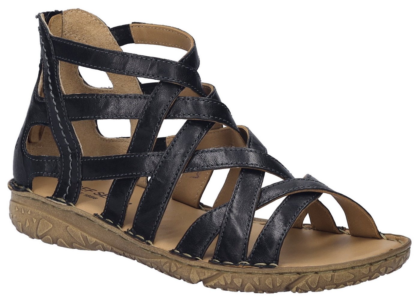 Josef Seibel Ivy 06 Sandale, Römdersandale, Sandalette, Riemchensandale mit Reißverschluss (schwarz)