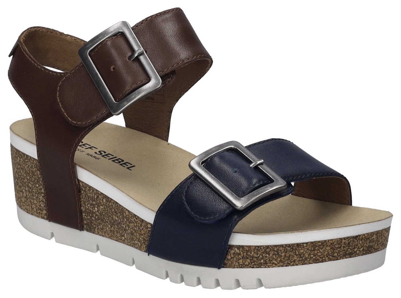 Josef Seibel Quinn 02 Sandale, Plateausandale, Keilsandalette, Klettschuh mit Schnallen