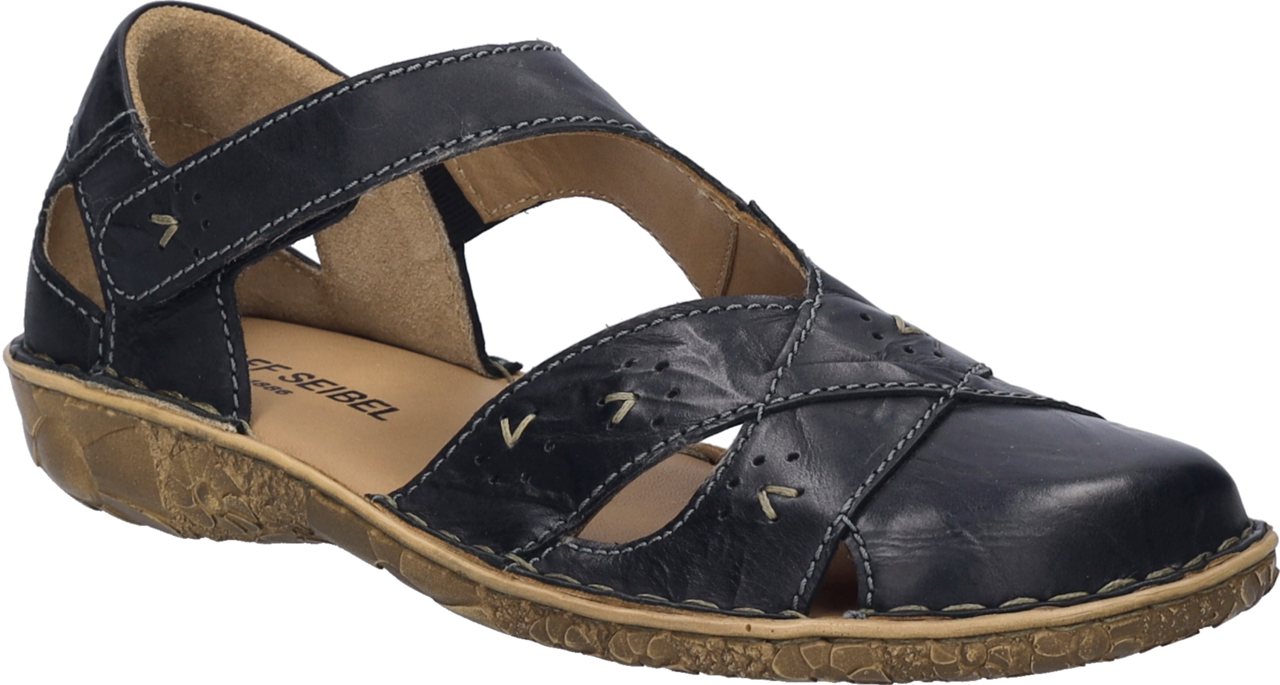 Josef Seibel Rosalie 03 Sandale Komfortschuh, Halbschuh mit Blumenprägung in der Laufsohle, G-Weite (schwarz)