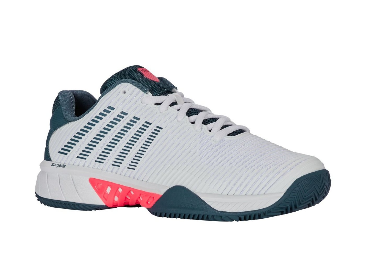 K-Swiss Performance Hypercourt Express 2 Clay/Sandplatz 2025 weiss/blaugrün/neonorange Tennisschuh