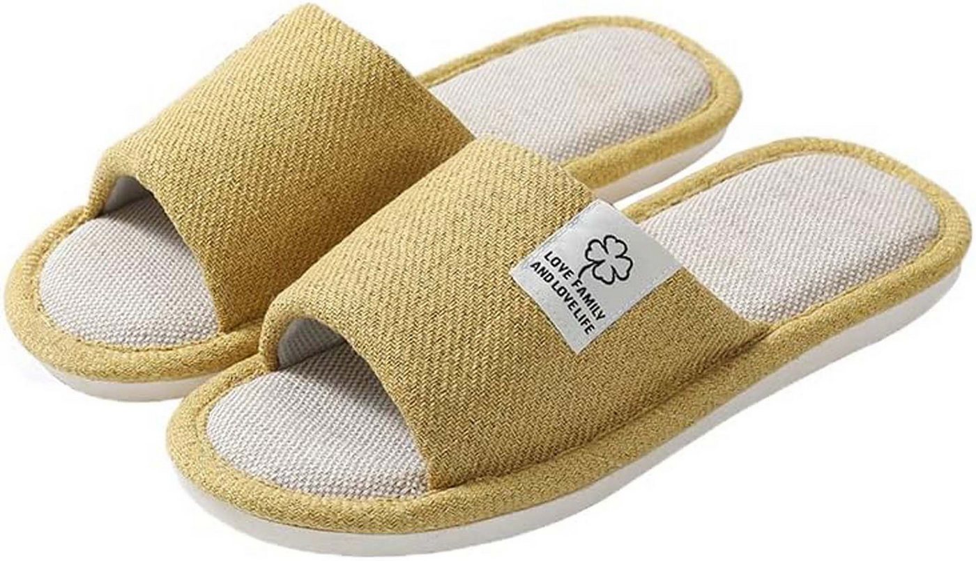 Kaket 1 Paar, aus Baumwolle & Leinen, rutschfest, atmungsaktiv Hausschuh
