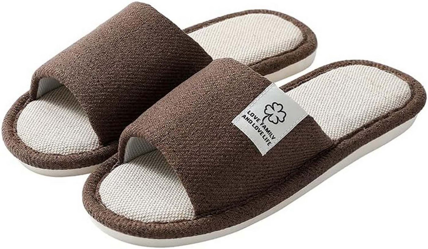 Kaket 1 Paar, aus Baumwolle & Leinen, rutschfest, atmungsaktiv Hausschuh