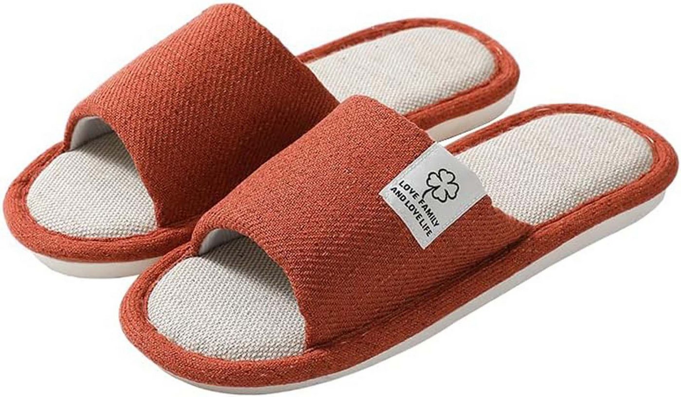 Kaket 1 Paar, aus Baumwolle & Leinen, rutschfest, atmungsaktiv Hausschuh