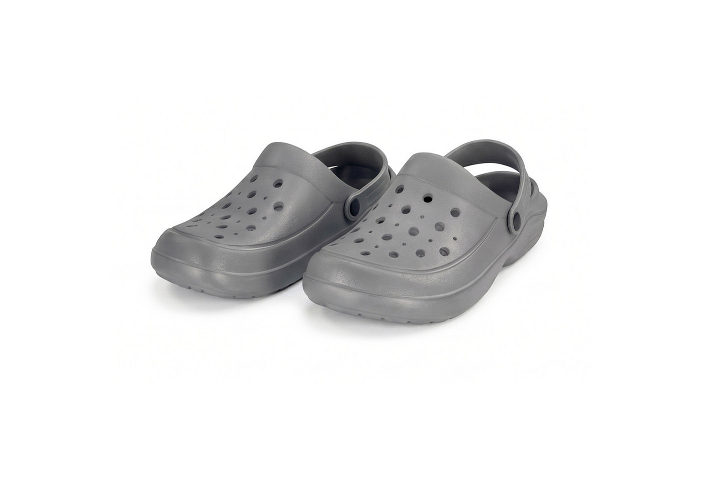 kamelshopping Clogs für Damen & Herren aus Kunststoff mit Fersenriemen Clog ideal als Gartenschuhe, Badeschuhe, Pantolette, Hausschuh etc. (grau)