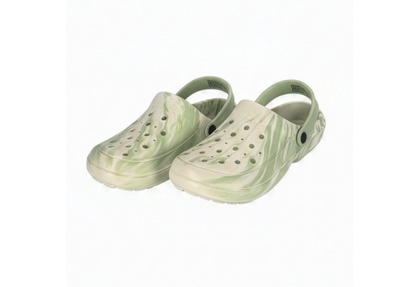 kamelshopping Clogs für Damen & Herren aus Kunststoff mit Fersenriemen Clog ideal als Gartenschuhe, Badeschuhe, Pantolette, Hausschuh etc. (grün/weiß)