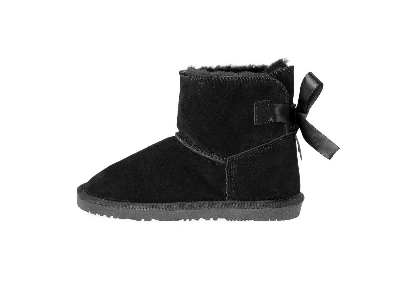 kamelshopping Mädchen Winterstiefel zum Schlupfen Winterboots moderner Winterschuh für Mädchen Lammfell gefüttert (schwarz)
