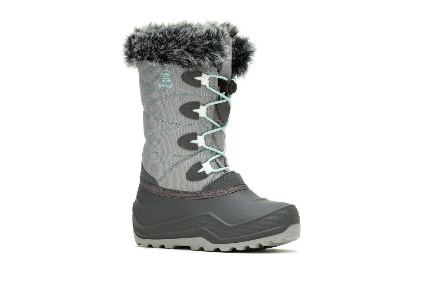 Kamik Snowangel - Made in Canada, wasserdicht - charcoalgrau/mint Mädchen Winterstiefel