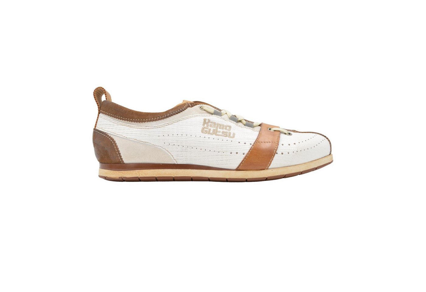 Kamo-Gutsu Hazel-Paglia Bianco Herren Sneaker Sneaker Wechselfussbett