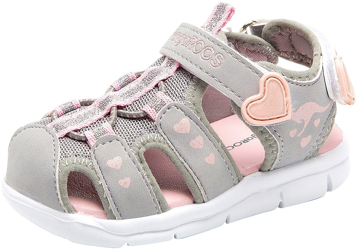 Kangaroos K-Mini Sandale mit Klettverschluss (grau/rosa)