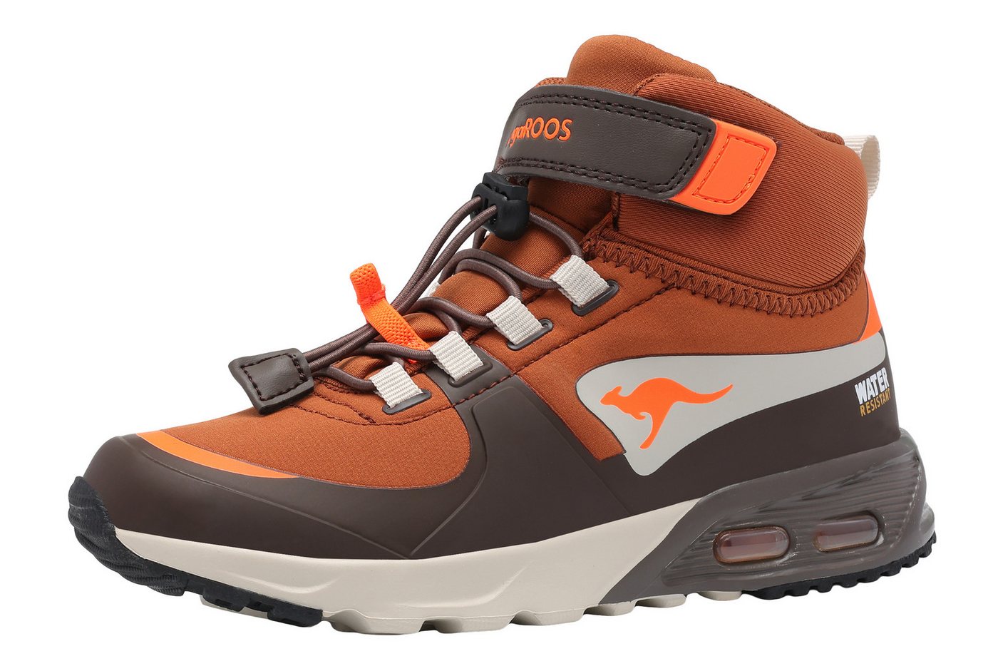 Kangaroos KX-HYDRO Sneaker Wasserdicht, Schnellschnürung (braun/orange)
