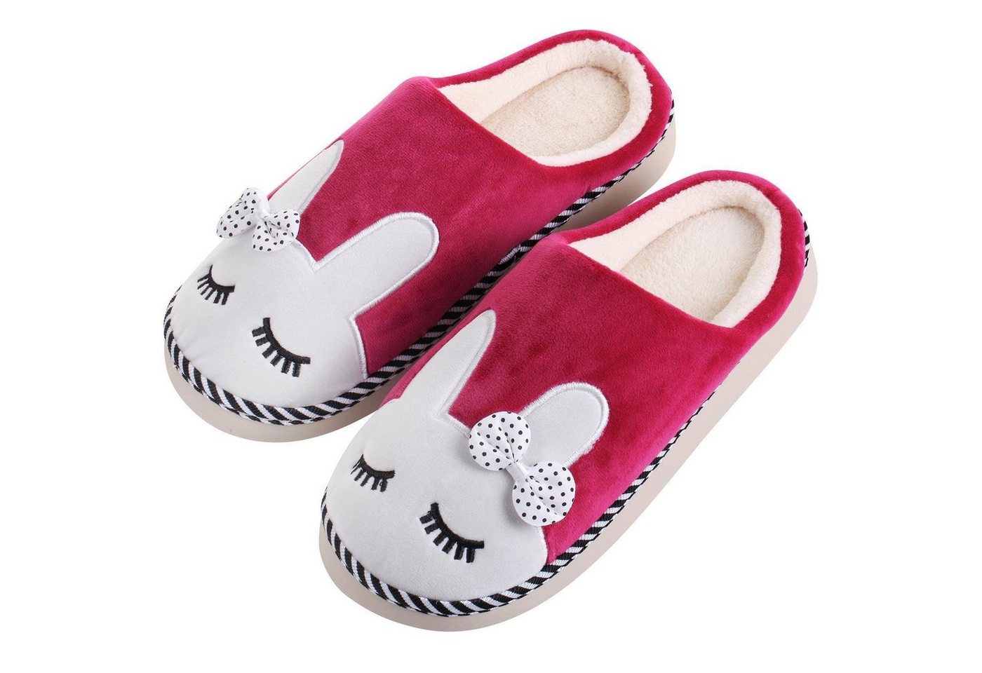 Katara Tier Pantoffeln Gr. 34-41 (Einhorn, Katze, Hase) Plüsch Hausschuhe Hausschuhe, weich, warm, süß, kuschelig, Plüsch Kaninchen (Berry)