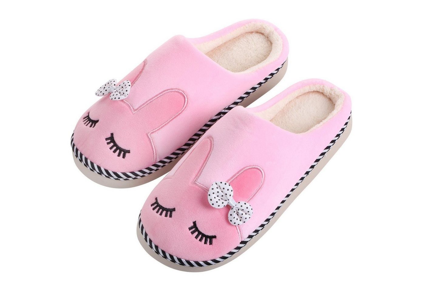 Katara Tier Pantoffeln Gr. 34-41 (Einhorn, Katze, Hase) Plüsch Hausschuhe Hausschuhe, weich, warm, süß, kuschelig, Plüsch Kaninchen (Pink)