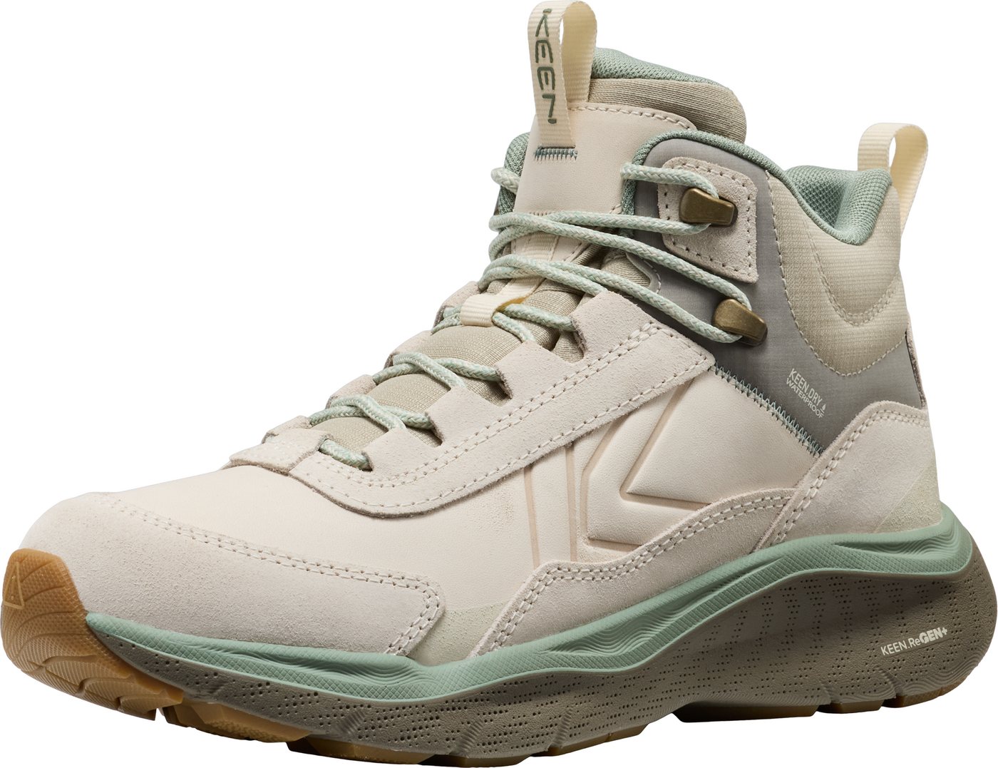 Keen LEIKI LEATHER MID WP Outdoorschuh Wanderschuh aus wasserdichtem Premium Leder, atmungsaktiv (BIRCH/LILY PAD)