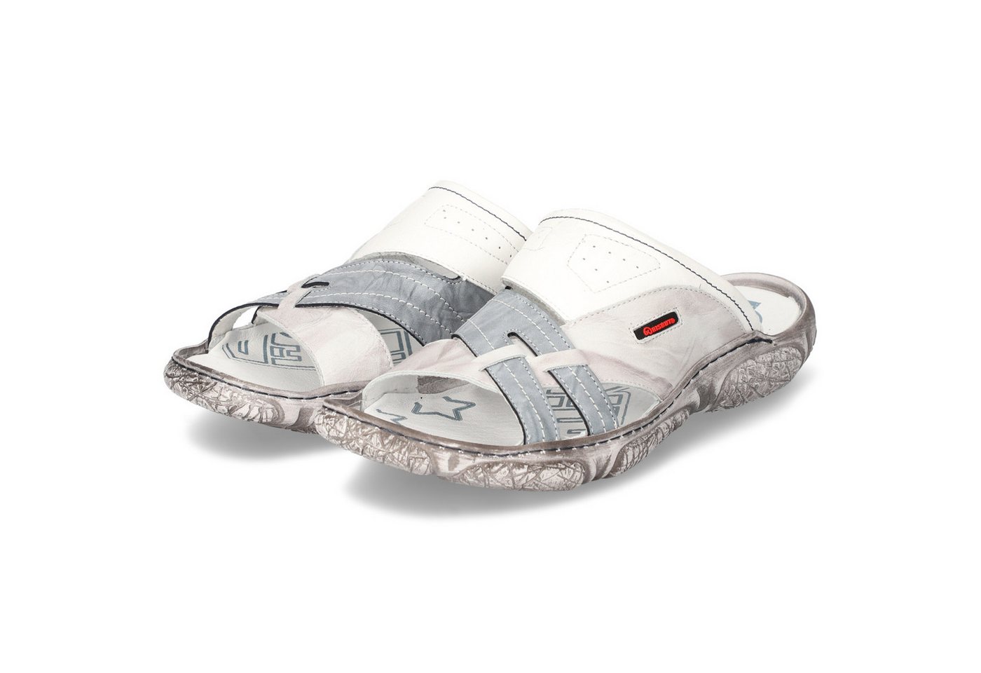 KRISBUT 1203-7 Herren Glattleder weiss Pantolette