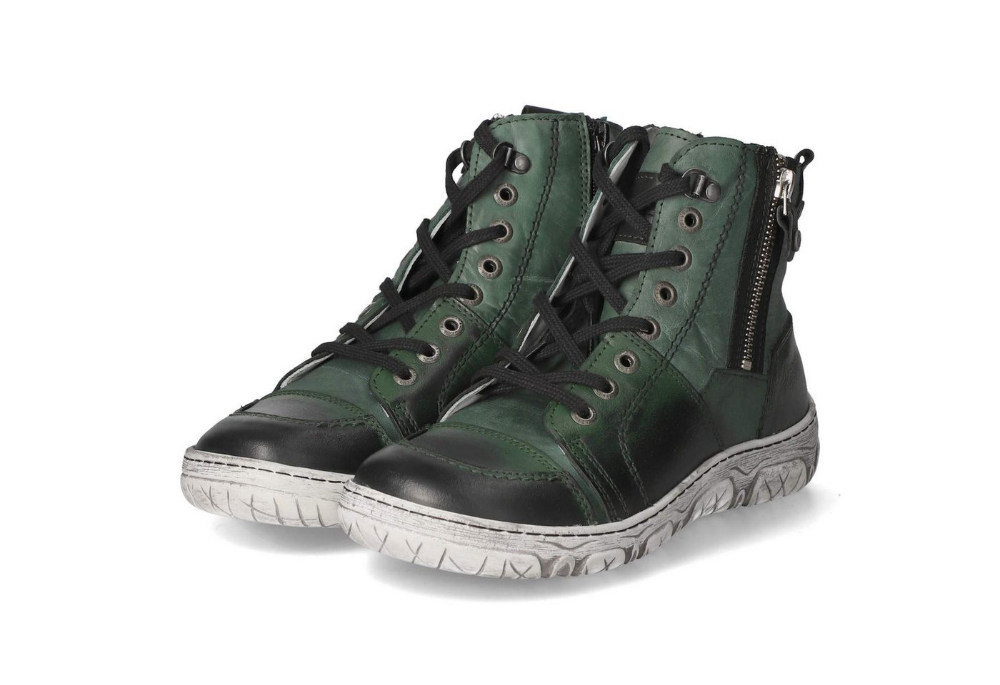 KRISBUT 3201-9 PO Damen Glattleder grün Schnürstiefel