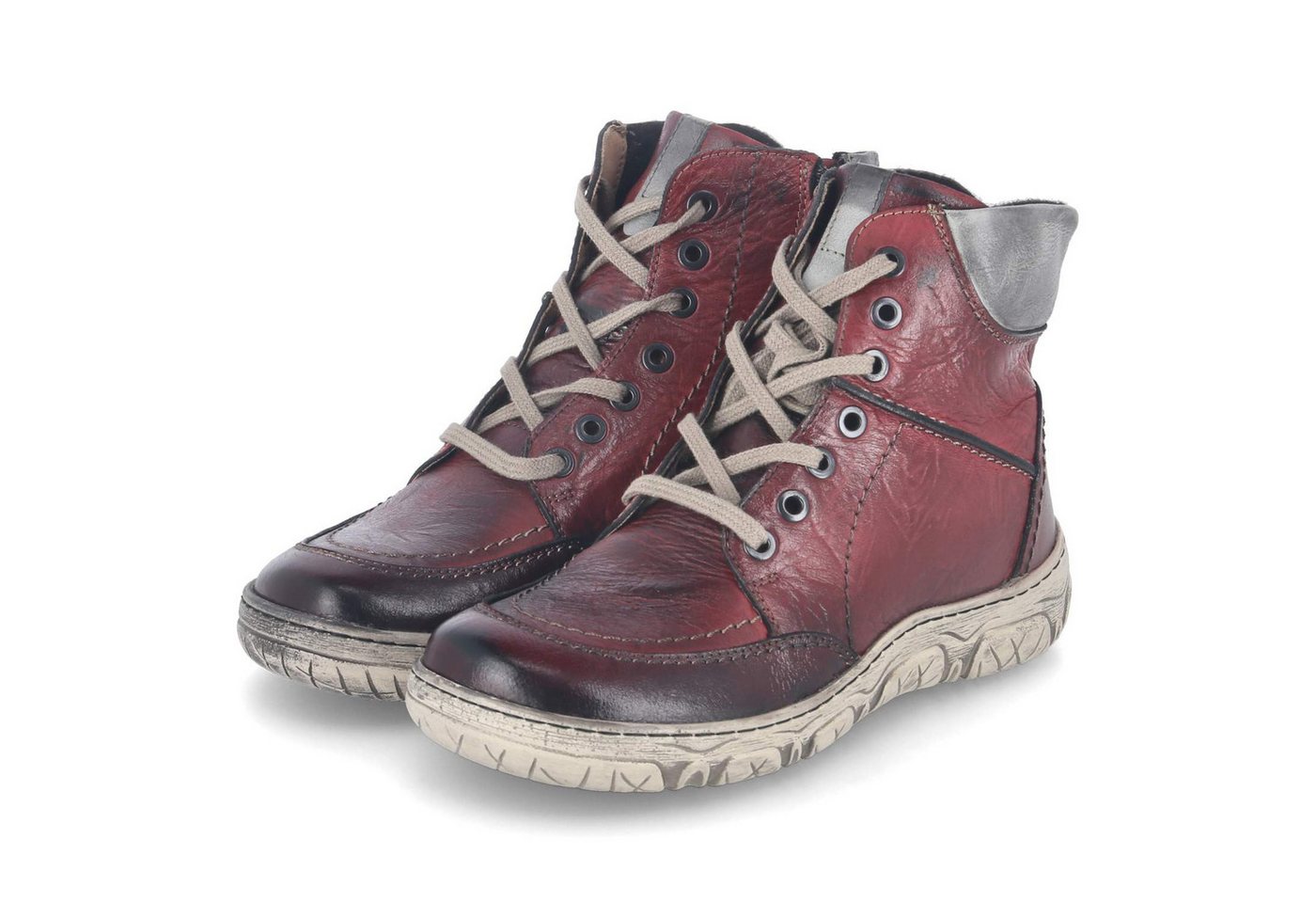 KRISBUT 3307-1 PO Damen Glattleder rot Schnürstiefel