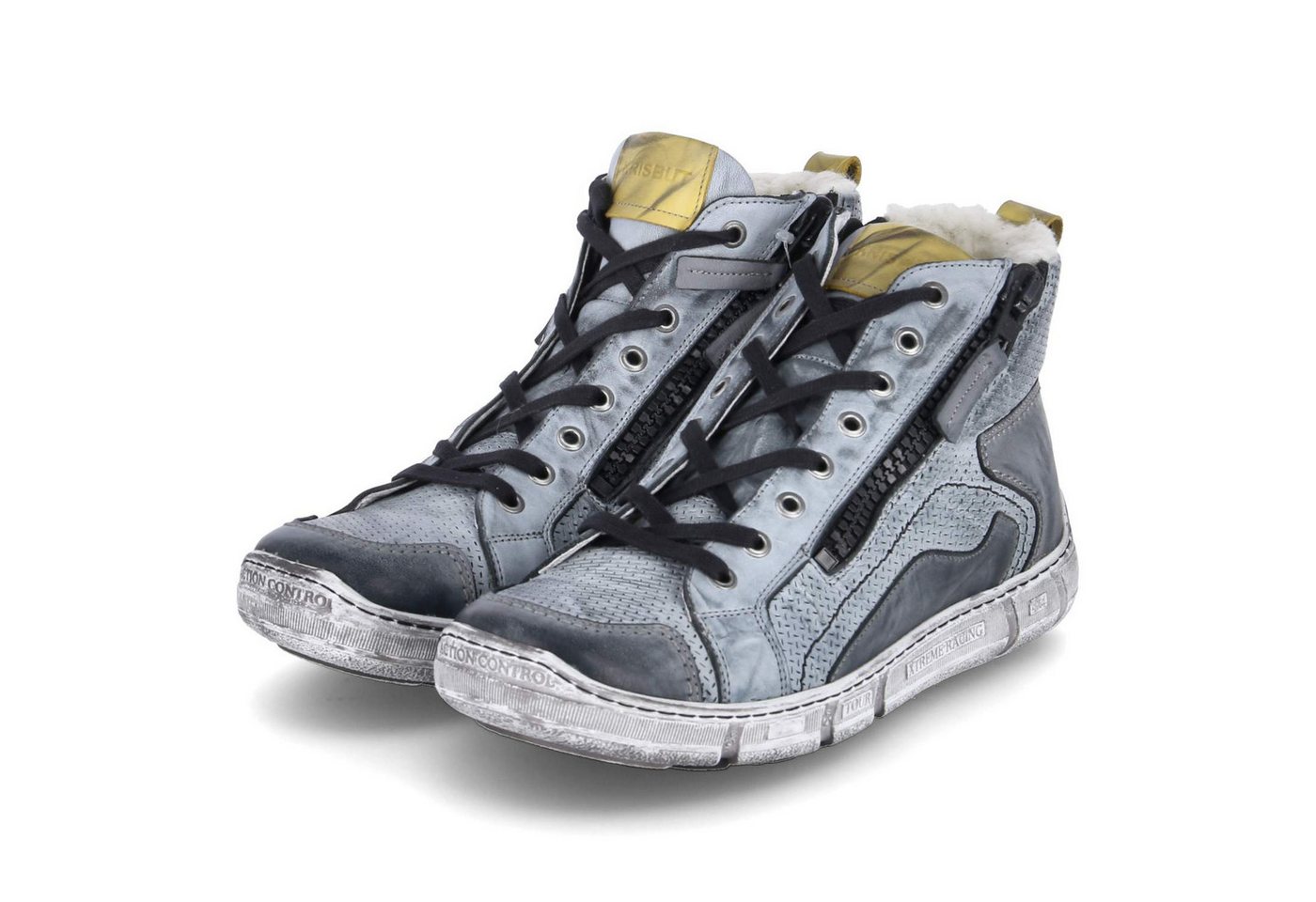 KRISBUT 6605-6 BSF Herren Glattleder grau Schnürstiefel