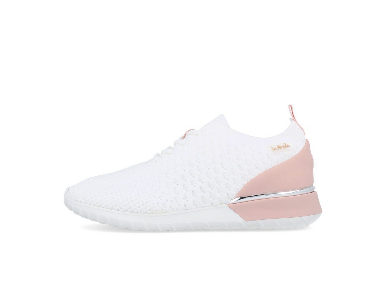 la strada 2101381 Sneaker Damen White Knitted Pink Heelcap Sneaker