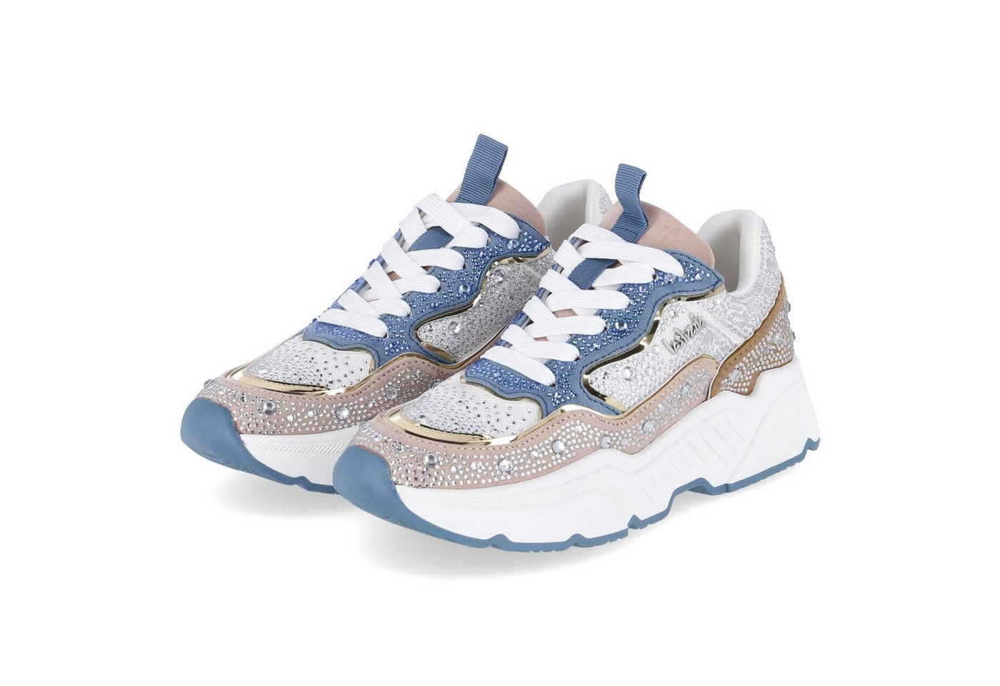 la strada 2211242 5022 Damen Textil & Synthetik white Schnürschuh