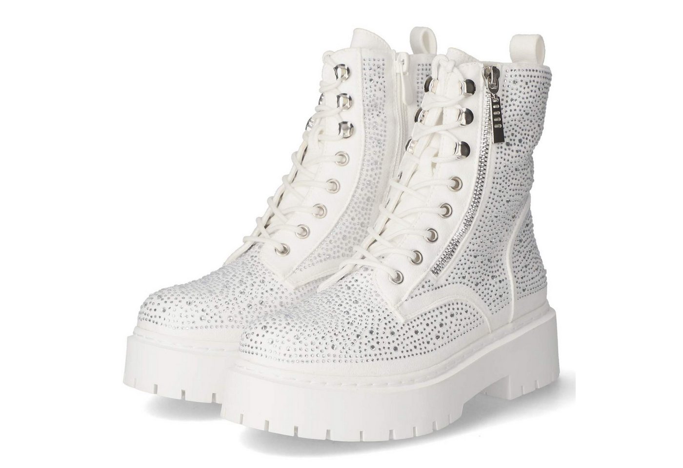 la strada 2280170 2204 Damen Synthetik weiss Schnürstiefel