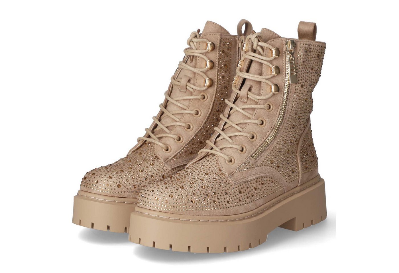 la strada 2280170 2222 Damen Textil beige Schnürstiefel