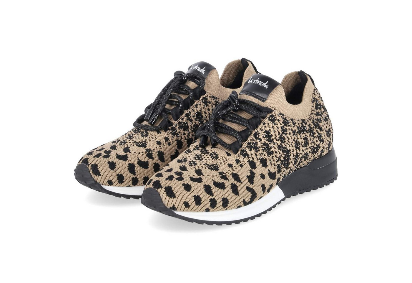 la strada 2400409 4591 Damen Textil & Synthetik schwarz Schnürschuh