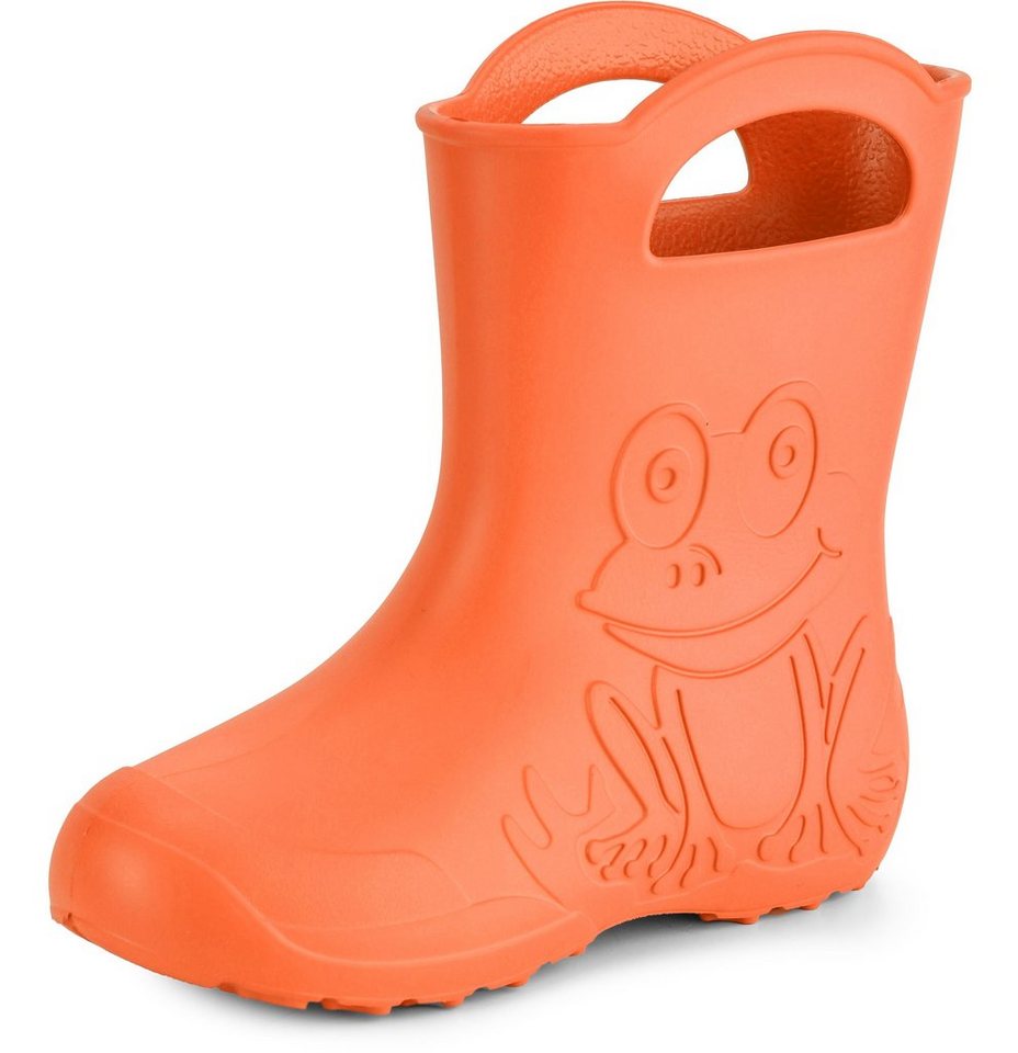 Ladeheid EVA Regenschuhe für Frauen LA-CA-09 Gummistiefel Damen federleichte Gartenschuhe mit Griffen (orange)