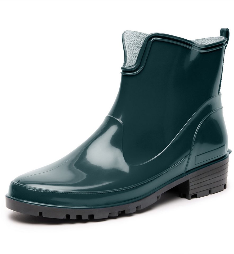 Ladeheid Gummistiefeletten LA-930 kurze Boots für Frauen Gummistiefel Damen wasserfest und bequem (grün)
