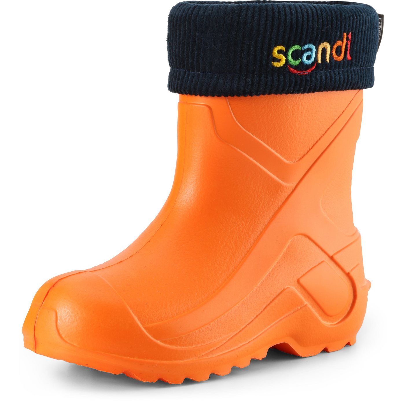 Ladeheid Kinder federleichte EVA Thermo Regenschuhe gefüttert LA-763 Gummistiefel (blau/orange)