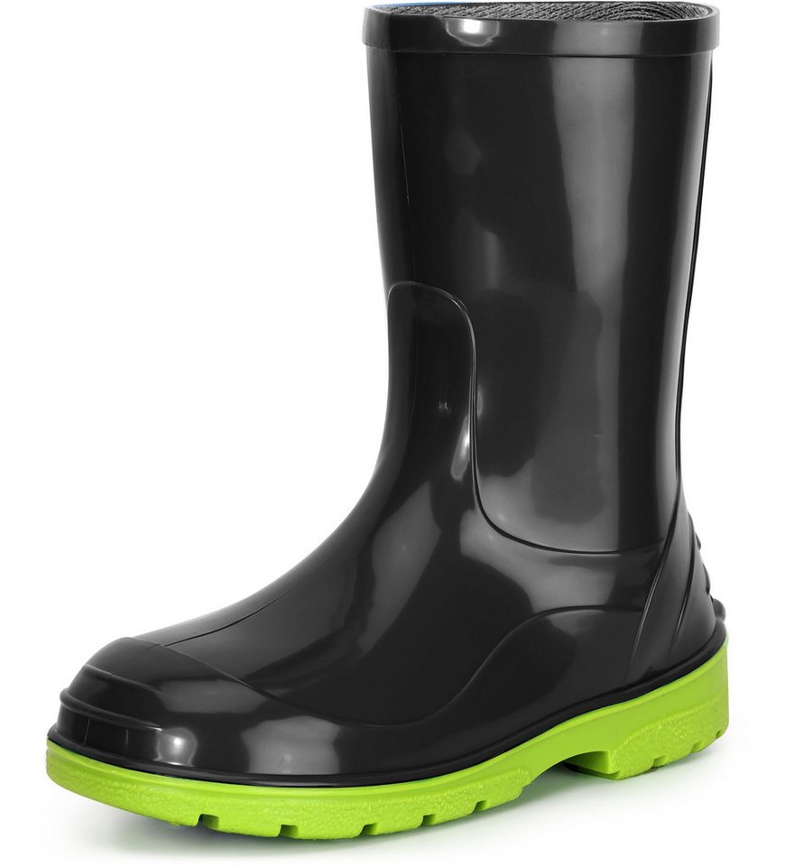 Ladeheid Regenstiefel für Mädchen und Jungen LA-939 Gummistiefel Kinder leicht zu reinigen (grün/schwarz)