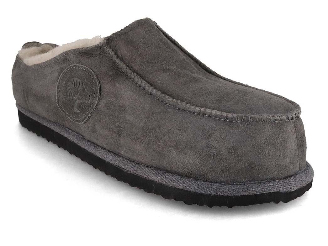 LAMMBOCK Sheepskin Slip-On Lammfell Hausschuhe für Damen Herren, grau Hausschuh Winterhausschuhe aus Lammfell, temperaturregulierend